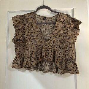 Cheetah cropped peplum top 🐆